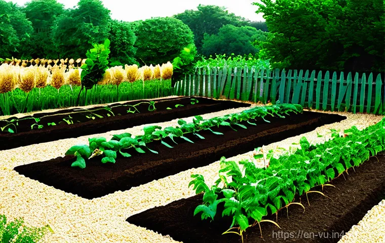 유기농 정원에서의 자연 친화적 병해충 관리 - **Prompt: Pollinator Haven and Beneficial Insects**
    "A vibrant, bustling close-up of a diverse f...